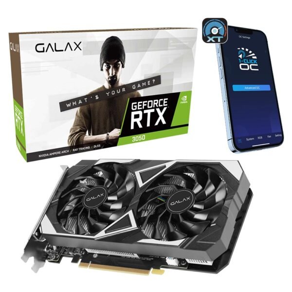 Galax GeForce RTX 3050 EX Graphics Card | Up to 1837 Mhz, 6GB GDDR6, 96-bit, 1-Click OC, 3 x DisplayPort 1.4a, HDMI 2.1, PCI-E 4.0, NVIDIA DLSS | Advanced AI & Ray Tracing Performance