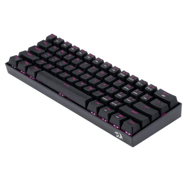 Redragon K630 Dragonborn 60% Wired Pink Single Lighting Gaming Keyboard, 61 Keys Compact Mechanical Keyboard with Brown Switch, Pro Driver Support, Black - Image 6