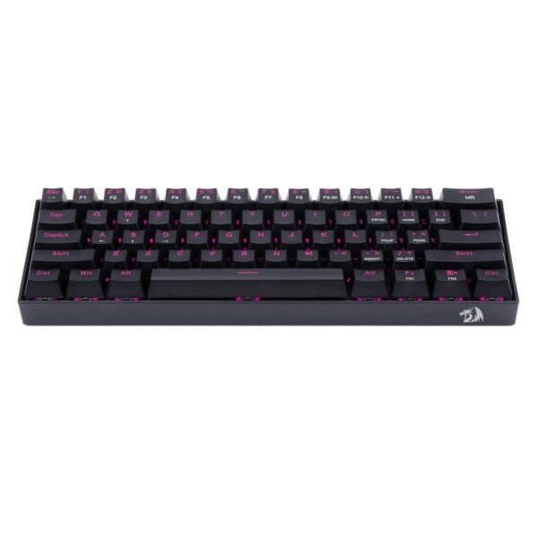 Redragon K630 Dragonborn 60% Wired Pink Single Lighting Gaming Keyboard, 61 Keys Compact Mechanical Keyboard with Brown Switch, Pro Driver Support, Black - Image 2