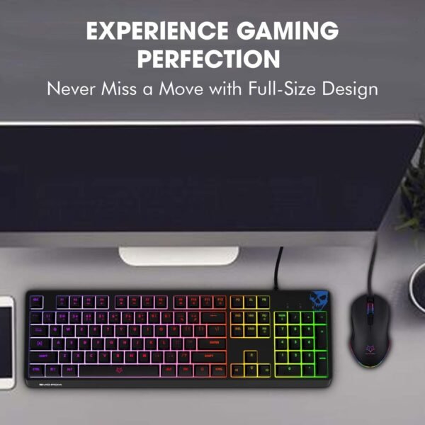 EvoFox Deathray RGB Gaming Keyboard | 16 Million True Prism Colors | 7 Backlight Effects and 1 Custom Effect | Silent Membrane Keys | 19 Anti Ghosting and Windows Lock Key | Braided Cable | (Black) - Image 6