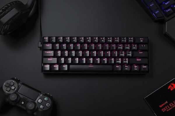 Redragon K630 Dragonborn 60% Wired Pink Single Lighting Gaming Keyboard, 61 Keys Compact Mechanical Keyboard with Brown Switch, Pro Driver Support, Black - Image 7