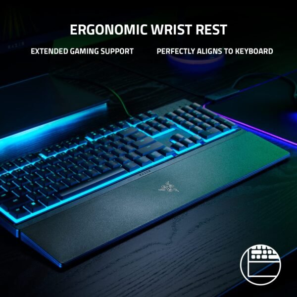 Razer Ornata V3 X Gaming Keyboard: Low-Profile Keys - Silent Membrane Switches - UV-Coated Keycaps - Spill Resistant - Chroma RGB Lighting - Ergonomic Wrist Rest - Classic Black - RZ03-04470100-R3M1 - Image 4