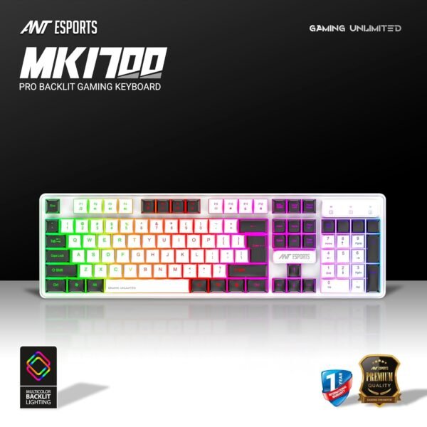 Ant Esports MK 1700 Wired Membrane Gaming Keyboard –with Backlit RGB LED, USB-A Connection, Quiet Keystrokes, 12 Multimedia Function Keys - for Computer, PC, Desktop, Gamer– 1 Year Warranty–Mercury - Image 2