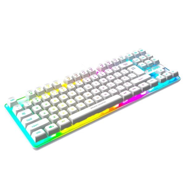 Ant Esports MK700 V2 Membrane TKL Wired Gaming Keyboard, 87 UV Coated Mechanical feel Keys Cool RGB Backlight Waterproof Keyboard for PC Laptop Mobile Tablets Gaming, Design and Work Mercury White - Image 4