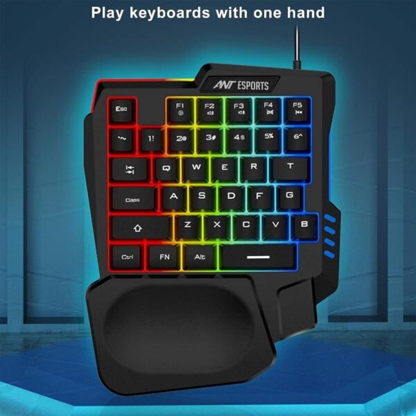 Ant Esports MK1001 One Handed Gaming Keyboard RGB Backlit 35 Keys Portable Mini Gaming Keypad Ergonomic Game Controller for PC Gamer - Image 6