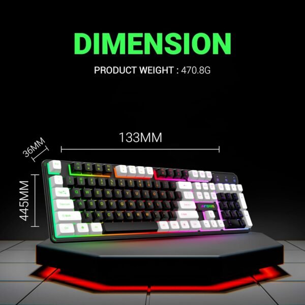 Ant Esports MK1400 Pro Backlit Membrane Wired Gaming Keyboard with Mixed Colour Lighting, White & Black Keycaps, Double Injection Key Caps - Black - Image 6