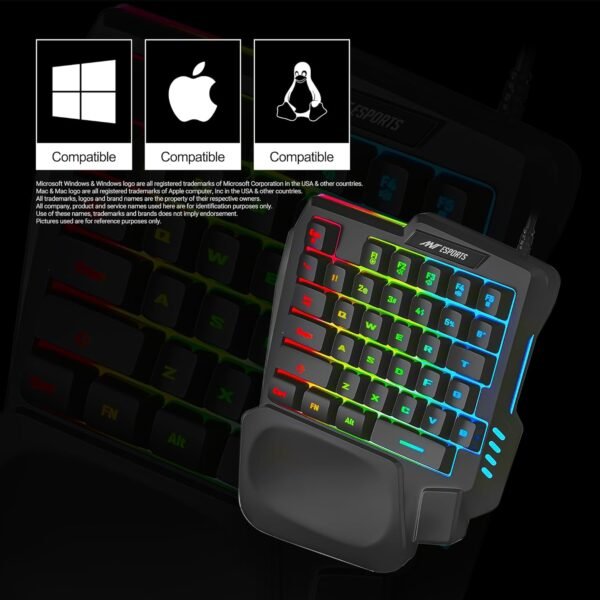 Ant Esports MK1001 One Handed Gaming Keyboard RGB Backlit 35 Keys Portable Mini Gaming Keypad Ergonomic Game Controller for PC Gamer - Image 4