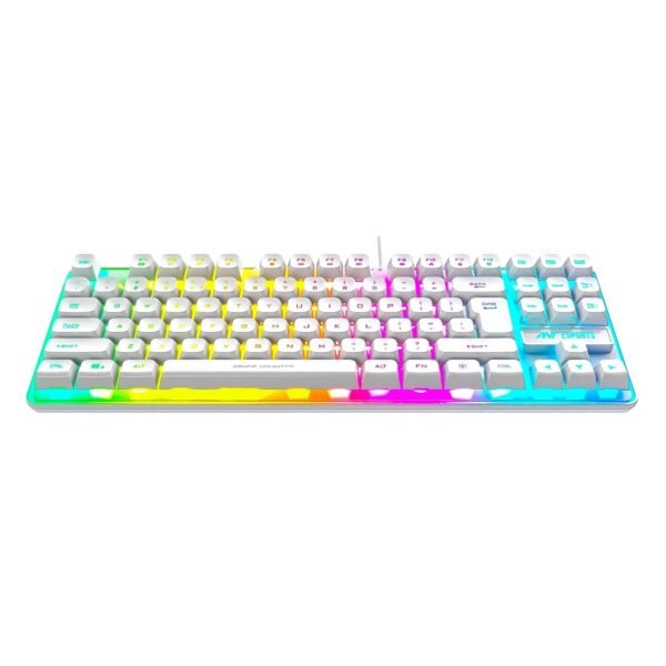 Ant Esports MK700 V2 Membrane TKL Wired Gaming Keyboard, 87 UV Coated Mechanical feel Keys Cool RGB Backlight Waterproof Keyboard for PC Laptop Mobile Tablets Gaming, Design and Work Mercury White - Image 5