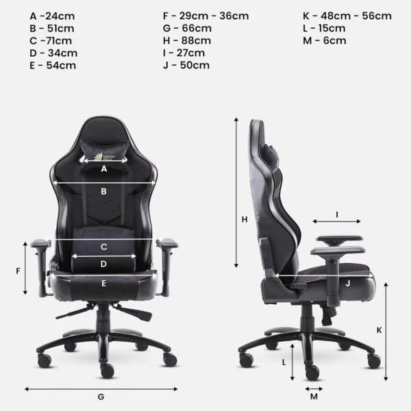 Green Soul Monster Ultimate Series S | Multi-Functional Ergonomic Gaming & Office Chair| Premium Spandex & PU Leather Fabric | Adjustable Neck & Lumbar Pillow | 4D Adjustable Armrests (Full Black) - Image 7