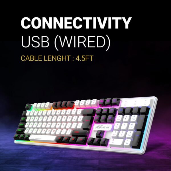 Ant Esports MK 1700 Wired Membrane Gaming Keyboard –with Backlit RGB LED, USB-A Connection, Quiet Keystrokes, 12 Multimedia Function Keys - for Computer, PC, Desktop, Gamer– 1 Year Warranty–Mercury - Image 3