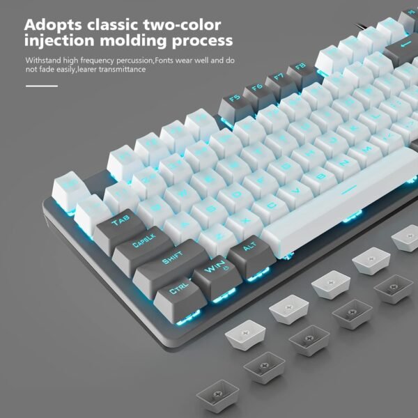 AULA F3287 Rainbow Backlight TKL Tenkeyless Mechanical Wired USB Gaming Keyboard | 8 Different Pre-Set Game Modes Without Numlock Keys (Grey, White) - Image 4