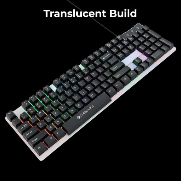 ZEBRONICS Trion USB Gaming Keyboard & Mouse Gaming Combo, 104 Keys Backlit, Translucent Material, Multi Color LED, Multi DPI Modes, High Precision Key - Image 2