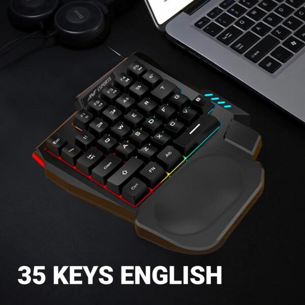 Ant Esports MK1001 One Handed Gaming Keyboard RGB Backlit 35 Keys Portable Mini Gaming Keypad Ergonomic Game Controller for PC Gamer - Image 2