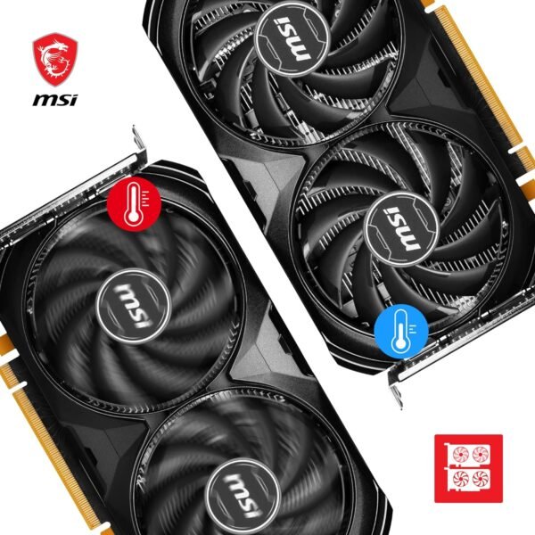 MSI Geforce RTX 4060 Ventus 2X Black 8G Oc 8Gb Gddr6 128-Bit Gaming Graphic Card, pci_e - Image 3