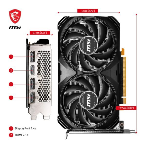 MSI Geforce RTX 4060 Ventus 2X Black 8G Oc 8Gb Gddr6 128-Bit Gaming Graphic Card, pci_e - Image 7