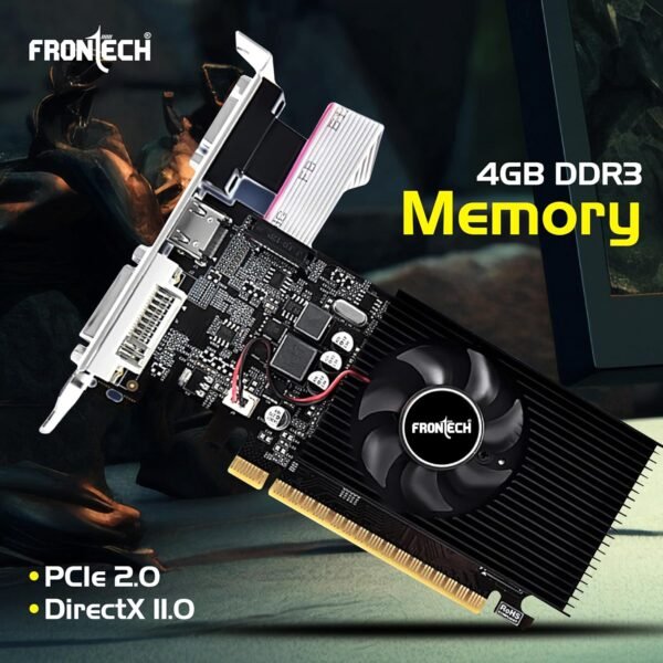 FRONTECH GT730-4GD3 Graphics Card with 4 GB DDR3 64 BIts PCI Express RAM, Quality Gaming Graphics Card, Single Cooling Fan, 3 Years Warranty (GRP-0002, Black) - Image 4