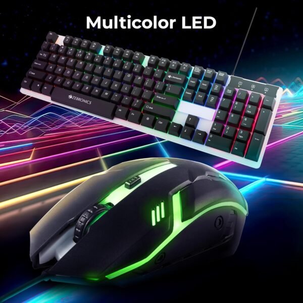 ZEBRONICS Trion USB Gaming Keyboard & Mouse Gaming Combo, 104 Keys Backlit, Translucent Material, Multi Color LED, Multi DPI Modes, High Precision Key - Image 5