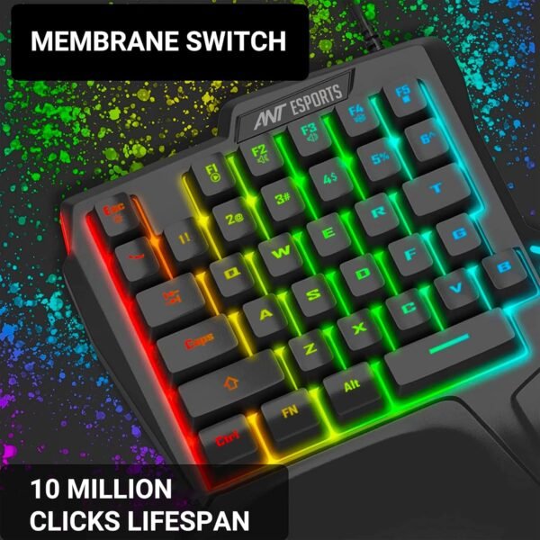 Ant Esports MK1001 One Handed Gaming Keyboard RGB Backlit 35 Keys Portable Mini Gaming Keypad Ergonomic Game Controller for PC Gamer - Image 10