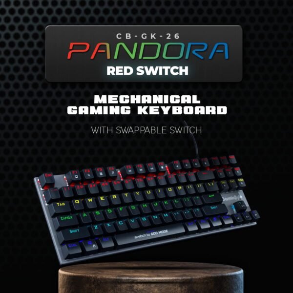 Cosmic Byte CB-GK-26 Pandora TKL Mechanical Keyboard Upgraded with Swappable Outemu Red Switches & Rainbow LED (Black/Grey) - Image 2