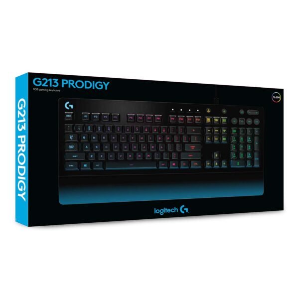 Logitech G213 Prodigy USB Gaming Keyboard, LIGHTSYNC RGB Backlit Keys, Spill-Resistant, Customizable Keys, Dedicated Multi-Media Keys - Black - Image 8