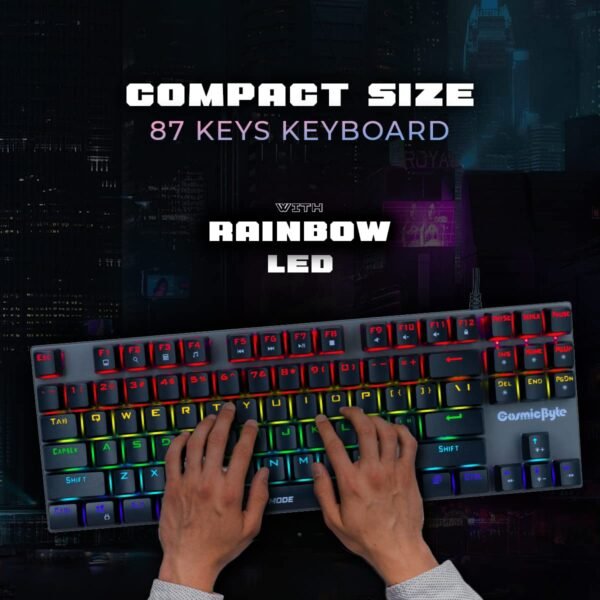 Cosmic Byte CB-GK-26 Pandora TKL Mechanical Keyboard Upgraded with Swappable Outemu Red Switches & Rainbow LED (Black/Grey) - Image 4