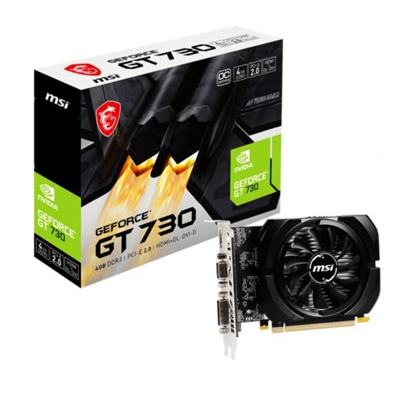 MSI GeForce GT 730 ddr3_sdram pci_e_x4 4GB Graphics Card - 4GB DDR3, PCI Express 2.0, DVI-D x1, D-SUB x1, HDMI 1.4a x1 (N730K-4GD3/OCV1)