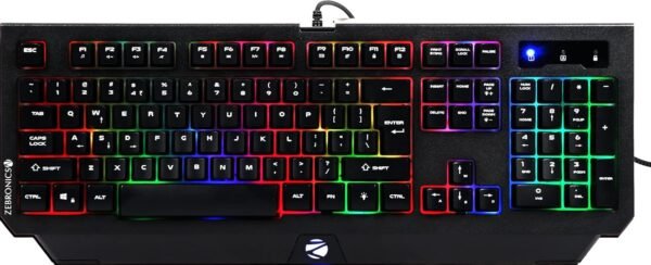 Zebronics Zeb-Transformer K2 Gaming Keyboard, 104 Keys, Multicolor LED Laser Keycaps (Gold Plated USB Connector, Braided Cable) - Image 2