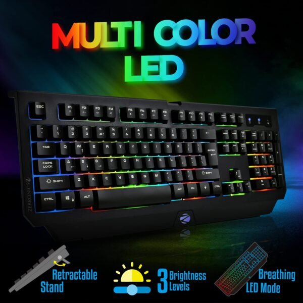 Zebronics Zeb-Transformer K2 Gaming Keyboard, 104 Keys, Multicolor LED Laser Keycaps (Gold Plated USB Connector, Braided Cable) - Image 4