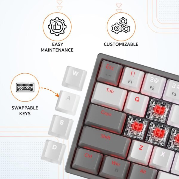 amazon basics Pro Series RGB Wired Mechanical Gaming Keyboard | Red switches with 40g Actuation Force | Customizable & Programmable RGB | 61 Swappable Key Full Rollover Layout (Black) - Image 2