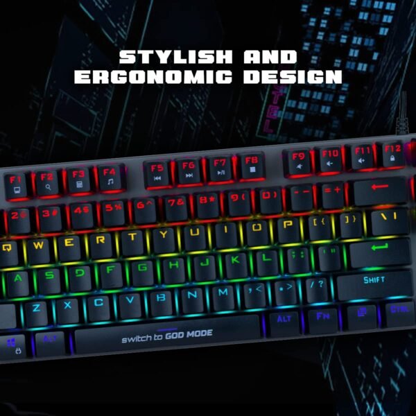 Cosmic Byte CB-GK-26 Pandora TKL Mechanical Keyboard Upgraded with Swappable Outemu Red Switches & Rainbow LED (Black/Grey) - Image 7