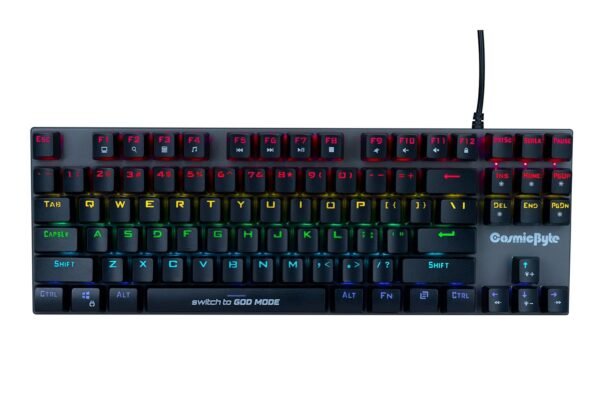 Cosmic Byte CB-GK-26 Pandora TKL Mechanical Keyboard Upgraded with Swappable Outemu Red Switches & Rainbow LED (Black/Grey)