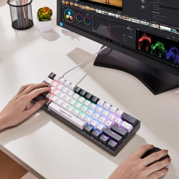 amazon basics Pro Series RGB Wired Mechanical Gaming Keyboard | Red switches with 40g Actuation Force | Customizable & Programmable RGB | 61 Swappable Key Full Rollover Layout (Black) - Image 5