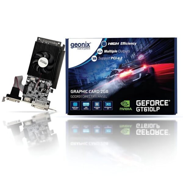 GEONIX Geforce GT-610LP 2GB ddr3_sdram pci_e Memory Graphics Card | VGA/HDMI/DVI Video Output | 3 Years Warranty