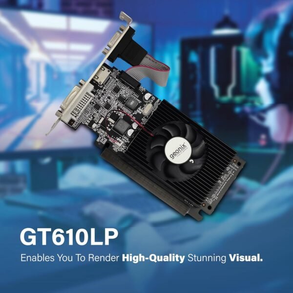 GEONIX Geforce GT-610LP 2GB ddr3_sdram pci_e Memory Graphics Card | VGA/HDMI/DVI Video Output | 3 Years Warranty - Image 2